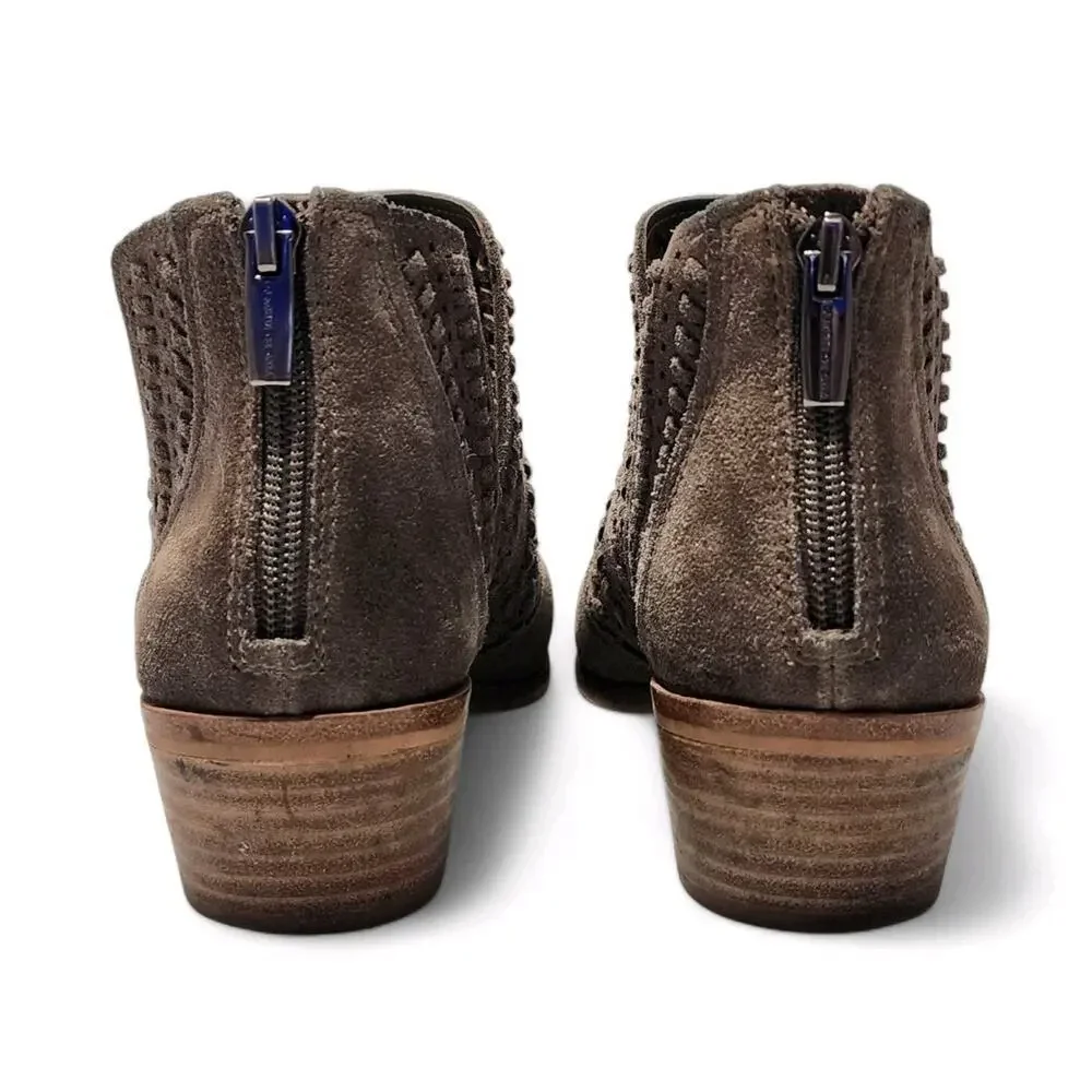 Vince Camuto Gray Suede Prasata Women's Perforated Ankle Bootie Boots Size 10 M